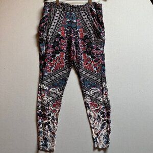 Free People pattern Set me Free multicolor boho Pull on pants Sz S